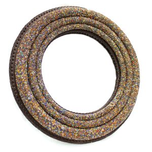 Shades of Brown 3D African Round, Hand-Beaded Mirror