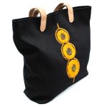 Black canvas Mkoba Tote with Orange centered beadwork